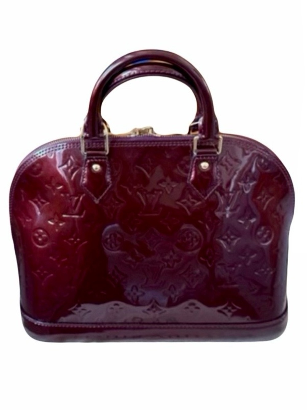 ⚜️ Louis Vuitton LV Monogram Vernis Patent Leather Alma PM Burgundy Violette COA - Picture 4 of 16